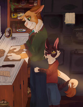 Rendered two character piece.