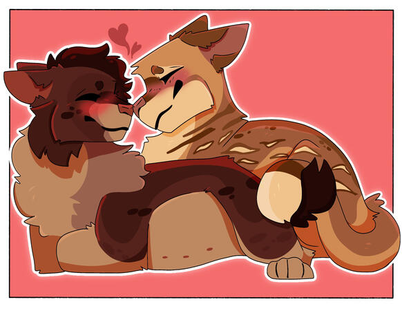 Two character ship piece, lined, colored, and lightly shaded.